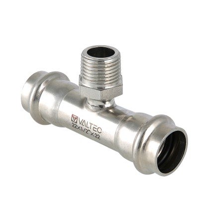 Тройник из нержавеющей стали с наружной резьбой Valtec 28х3/4"