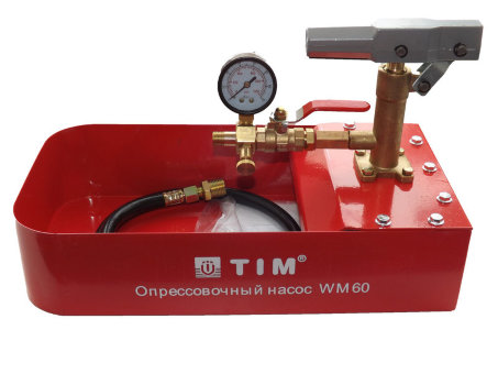 Испытательный насос 0/60 бар TIM для опрессовки труб 7 литров WM-60
