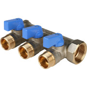 Коллектор с шаровыми кранами STOUT 3/4"х3х1/2" синие ручки SMB 6201 341203 Коллектор с шаровыми кранами STOUT 3/4"х3х1/2" синие ручки SMB 6201 341203